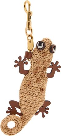 Anya Hindmarch Gecko Raffia and Leather bag Charm - Natural - One Size