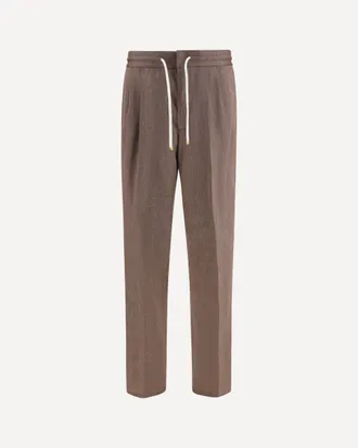 Brunello Cucinelli Herringbone linen and wool Pants Male 54