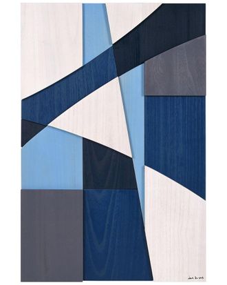 Empire Art Direct Whispers Of Blues Ii Handmade Solid Wood Abstract Wall Art