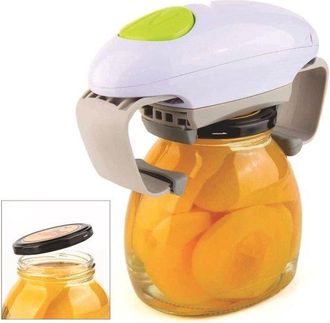 OEM Abrelatas El&eacute;ctrico Con Doble Mango, Abrelatas El&eacute;ctrico, Abrelatas, Abrebotellas Manos Libres, 20 X 10,5 X 7,5 Cm, Blanco/verde, Pl&aacute;stico