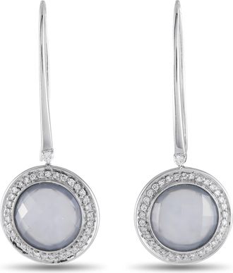 Casato 18K White Gold 0.65ct Diamond and Chalcedony Drop Earrings 200480