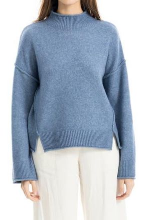 Max Studio Exposed Seam Turtleneck Sweater in Heather Blue at Nordstrom Rack, Size X-Small