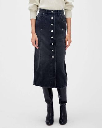 Isabel Marant Vandy Denim Midi Skirt In Faded Black