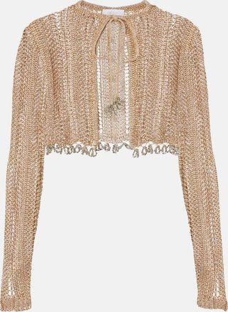 Paco Rabanne Cardigan cropped in crochet con decorazioni