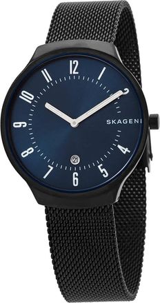 Skagen Grenen Quartz Blue Dial Black-plated Mesh Mens Watch SKW6461