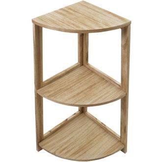 Hhg Scaffale angolare 395 3 ripiani legno paulonia 80x37x34cm naturale
