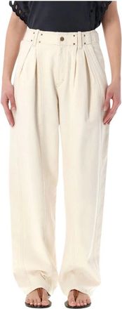 Isabel Marant Pantalones de Algod&oacute;n Anchos Ireme con Pliegues - Trousers - Mujer - Beige - S
