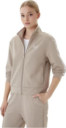 Emporio Armani Natural Ventus 7 Zip-through Sweatshirt - Dames - Vesten met rits - Beige - XS - Katoen - Hoodies & sweatvesten