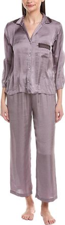 Natori 2pc Ashley Washed Satin Icon Notch Pajama Set