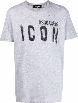 Dsquared2 Mens Icon Spray T-shirt in Grey Cotton - Size 2XL