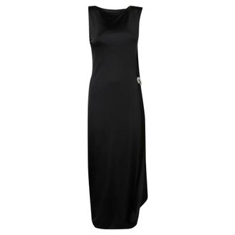 Victoria Beckham Party Dresses, female, Black, Size: XS Crystal-Embellished Draped Midi Dress