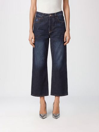 Philipp Plein Jeans cropped in denim stretch a gamba larga e vita alta