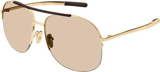 Gucci Navigator Zonnebril - Dames - Zonnebrillen - Geel - 61 MM - Accessoires