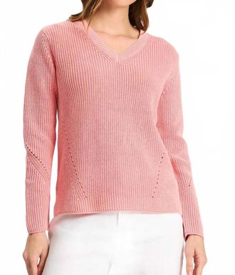 Tyler B&ouml;e Mineral Wash V-Neck Shaker Sweater In Shell Pink