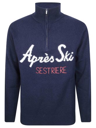 MC2 Saint Barth Buck Embroidered Half-Zip Sweater