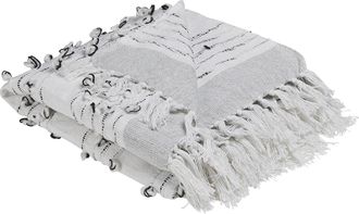 Beliani Beliani - Manta De Algod&oacute;n Gris Claro 130 X 150 Cm Borlas Cama Acogedora Boho Yamalak