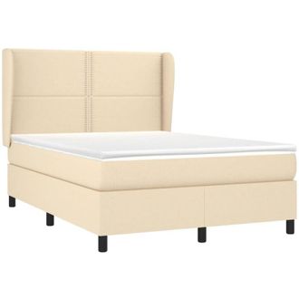 vidaXL Cama Box Spring Con Colch&oacute;n Tela Color Crema 140x190 Cm Vidaxl