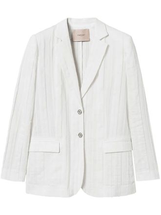 Twin-Set single-breasted blazer - women - Cotton/Linen/Flax/Polyamide/Polyester/Cotton - 46 - White