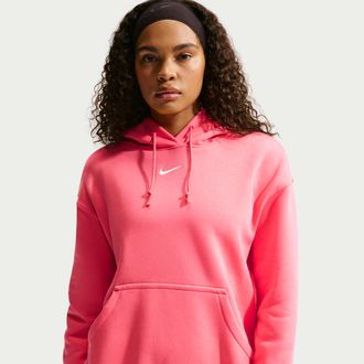 Nike Womens Nike Sportswear Phoenix Fleece Oversized Pullover Hoodie in Pink | DQ5860-894
