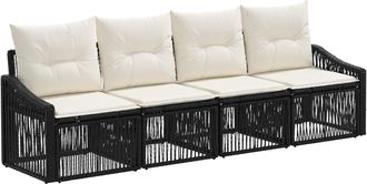 vidaXL Conjunto De Sof&aacute;s De Jard&iacute;n 4 Uds. Negro Rat&aacute;n Sint&eacute;tico Vidaxl