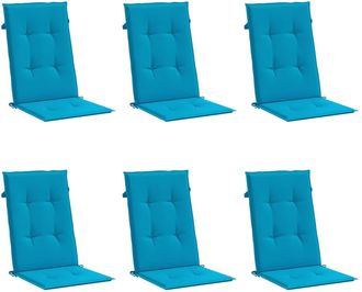 vidaXL Coj&iacute;n Silla De Jard&iacute;n Respaldo Alto 6 Uds Tela Azul 120x50x3 Cm Vidaxl