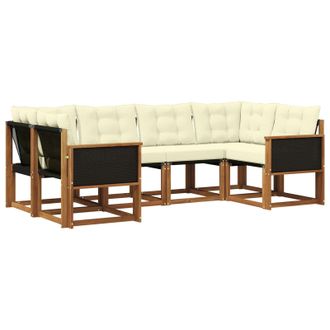 vidaXL Conjunto De Sof&aacute;s De Exterior Con Coj&iacute;n 6 Pcs Natural Y Crema Vidaxl