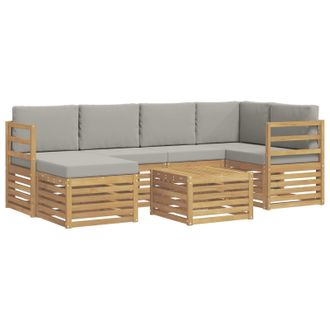 vidaXL Conjunto De Sof&aacute;s De Exterior 7 Pcs Blanco Y Gris Claro Vidaxl