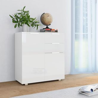 vidaXL Aparador De Aglomerado Blanco Brillante 71x35x80 Cm Vidaxl