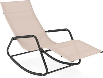 Costway Costway Sedia A Dondolo Da Esterno Lettino Prendisole Sdraio A Dondolo Poltrona Chaise Longue Ergonomico Sostegno Traspirante Costruzione Resistente B