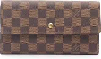 Louis Vuitton Damier Brown Ebene Leather Pvc Long Wallet (Tri-Fold) (Pre-Owned)