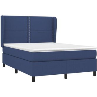 vidaXL Cama Box Spring Con Colch&oacute;n Tela Azul 140x200 Cm Vidaxl