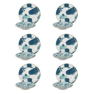 Arca Servizio 12 piatti porcellana blu azzurro Mosaico