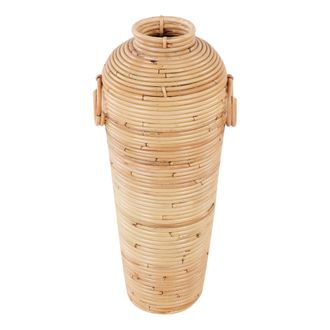 Beliani Beliani - Jarr&oacute;n Decorativo De Rat&aacute;n 50 Cm Natural Estilo Boho R&uacute;stico Elatia