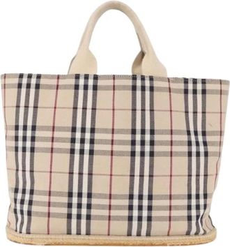 Burberry Pre-owned Tote Bags, female, Beige, Size: ONE SIZE Pre-owned Canvas Tote Bag