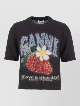 Ganni alpaca blend sweater short sleeves crew neck