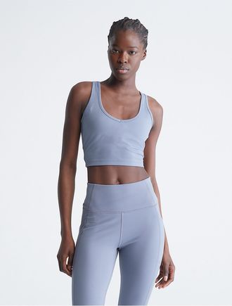 Calvin Klein Womens Performance Embrace Low Impact V-Neck Strappy Sports Bra - Blue - XL