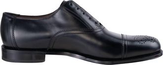 Ferragamo Mens Lace-Up Leather Shoes In Black