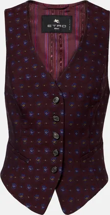 Etro Floral wool and cotton jacquard vest