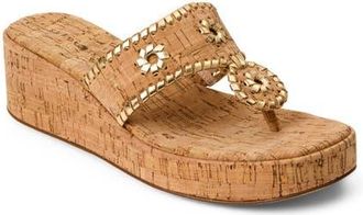 Jack Rogers Jacks High Wedge Sandal in Cork/Gold at Nordstrom, Size 9.5