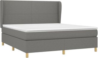 vidaXL Vidaxl - Cama Box Spring Con Colch&oacute;n Tela Gris Oscuro 180x200 Cm