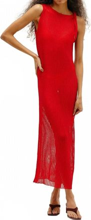 Haight Viscose Yarn Twisted Knit Sleeveless Shift Dress In Red
