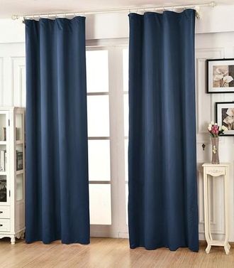 Woltu Woltu Tenda Oscurante Con Occhielli Tende Drappeggi Opache Finestra 135 X 245 Cm 2x Blu Scuro,tenda Senza Cinghie