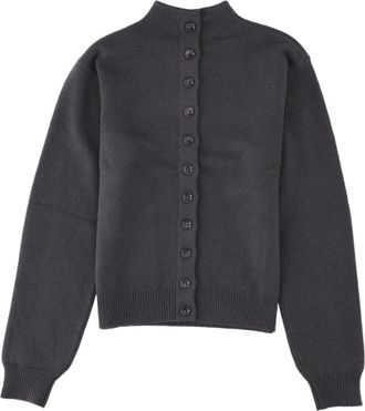 Christophe Lemaire Charcoal Buttoned Cropped Cashmere Cardigan