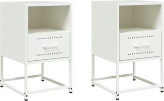 vidaXL Mesitas De Noche 2 Unidades Acero Blanco 36x39x60,5 Cm Vidaxl
