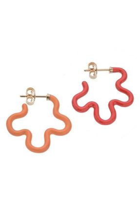 Bea Bongiasca Flower Power Two-Tone Hoop Earrings in Orange at Nordstrom