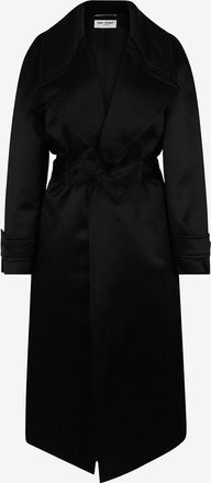Saint Laurent Wattierter Mantel aus Satin mit Gürtel