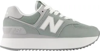 New Balance Womens 574 Stacked - Running Shoes Green/Grey/White Size 08.5