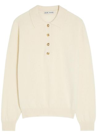 Blaz&eacute; Milano Highland Wool and Cashmere-blend Polo top - Off White - 00 (UK4 / Xxs)