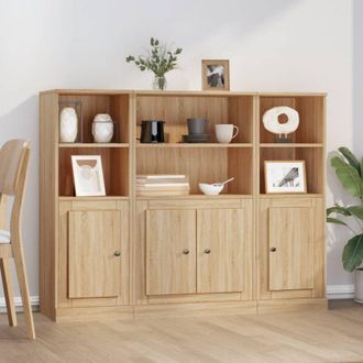 vidaXL Credenze 3 pz Rovere Sonoma in Legno Multistrato Vidaxl