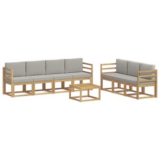 vidaXL Conjunto De Sof&aacute;s De Exterior 8 Pcs Blanco Y Gris Claro Vidaxl